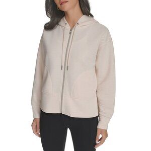 DKNY Women's Full Zip Tech Hoodie Jacket Sand Large NWT